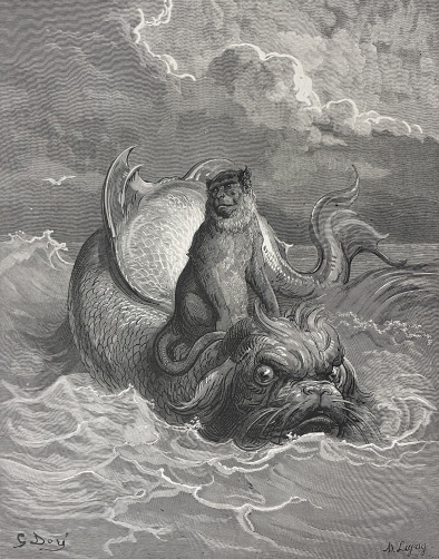 le_singe_et_le_dauphin_gustave_dore_xylographie_fable_de_la_fontaine_1868