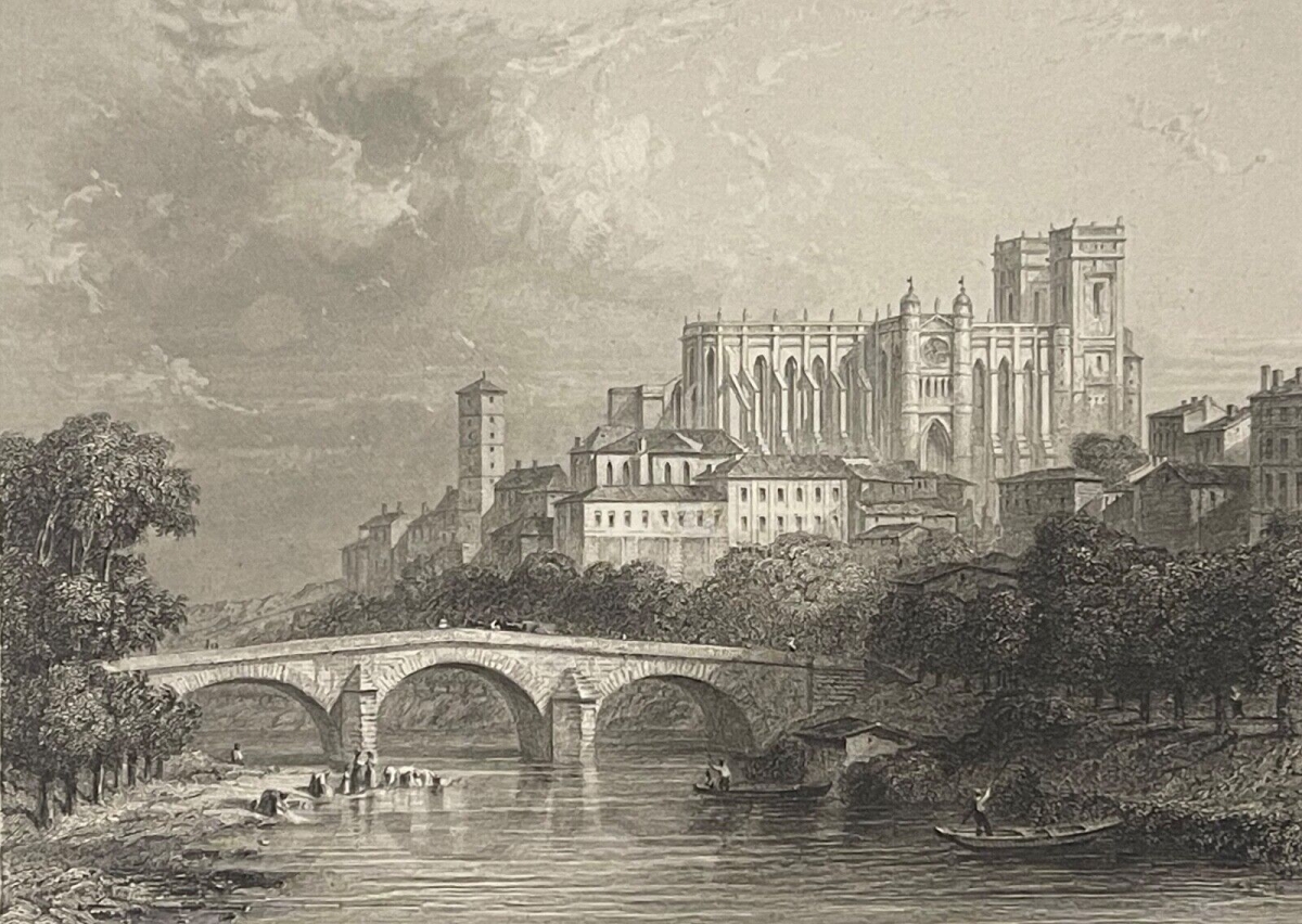 auch_bateliers_et_lavandieres_gers_occitanie_gravure_par_rouargue_1838_france