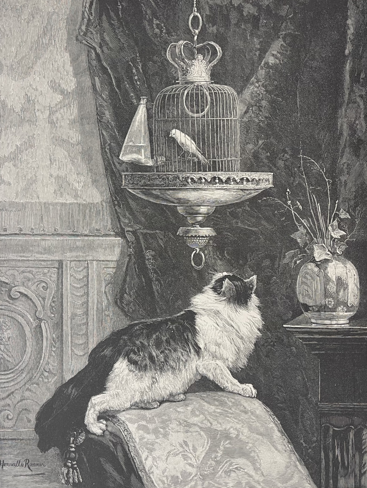 chat_et_oiseau_la_tentation_henrietta_ronner_1821-1909_estampe_vers_1880