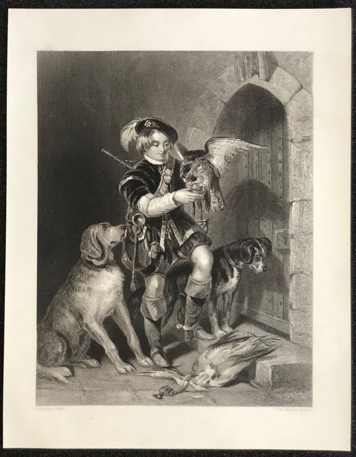 faucon_john_frederick_tayler_1802-1889_le_jeune_fauconnier_grave_sharpe_1863