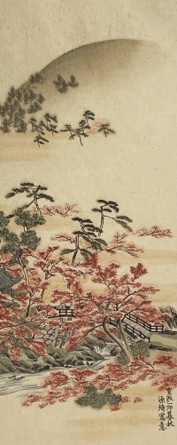 le_pont_de_bois_par_nanbara_sakujirō_1889_japon_estampe_japonaise_sur_verge