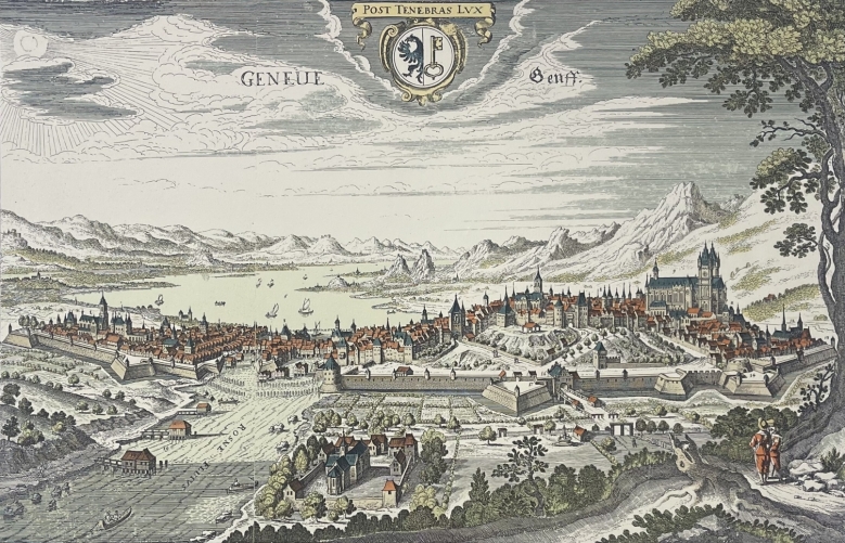 suisse_geneve_vue_cavaliere_du_xviiie_siecle_tirage_vers_1970
