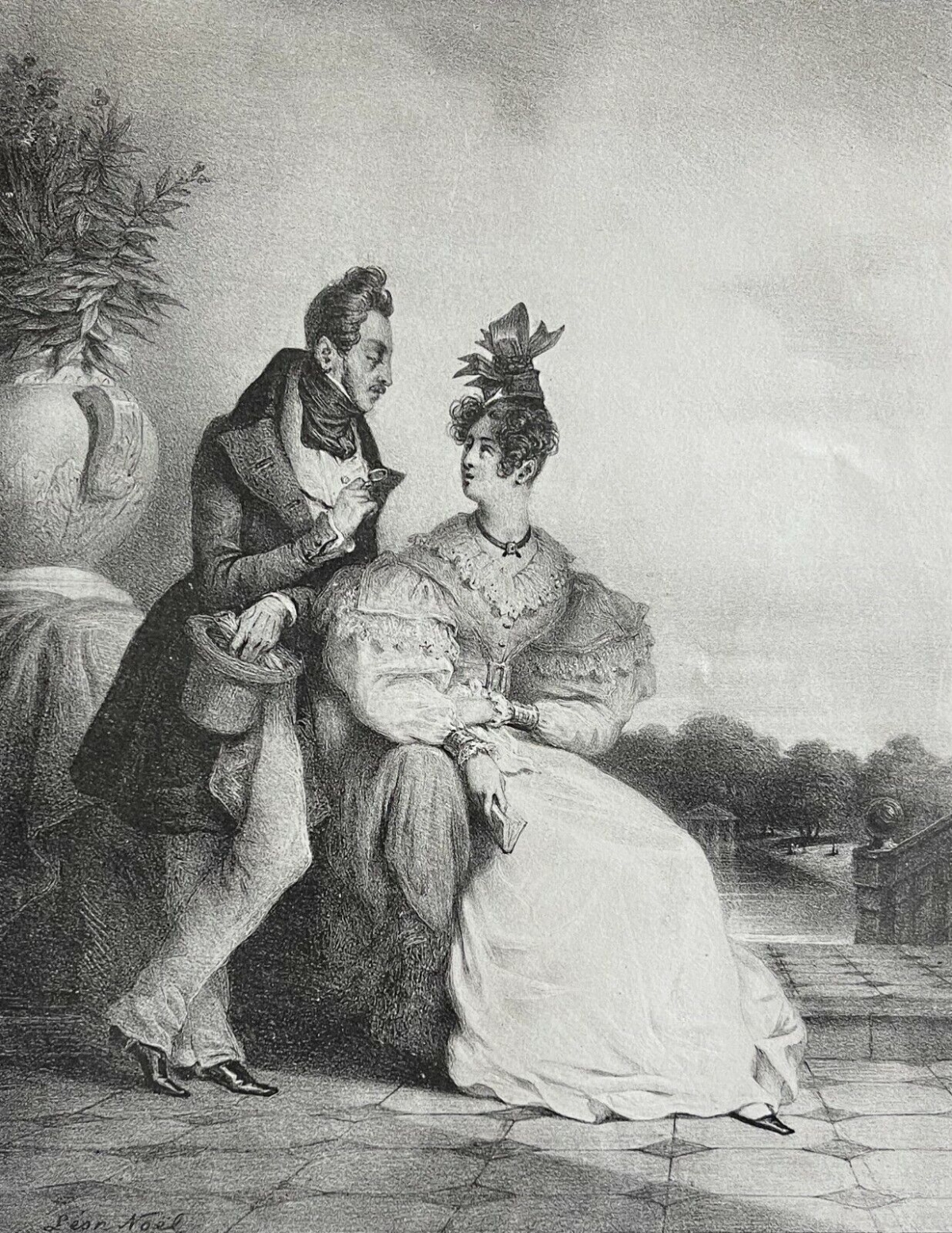 la_conversation_dapres_leon_noel_gravure_originale_1831_france