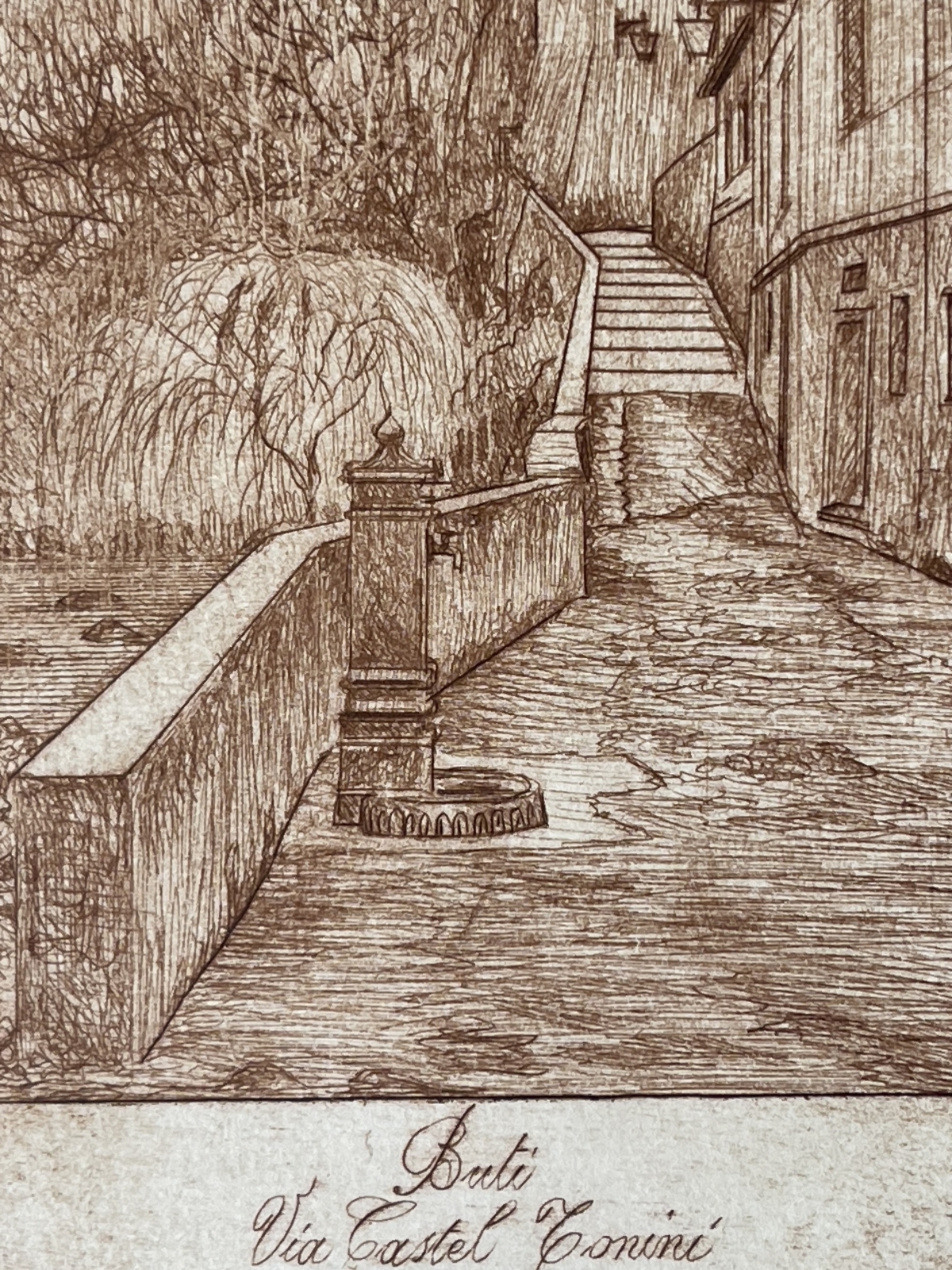 buti_italy_1984_via_castel_tonini_original_drypoint_signed_viviano_viviani