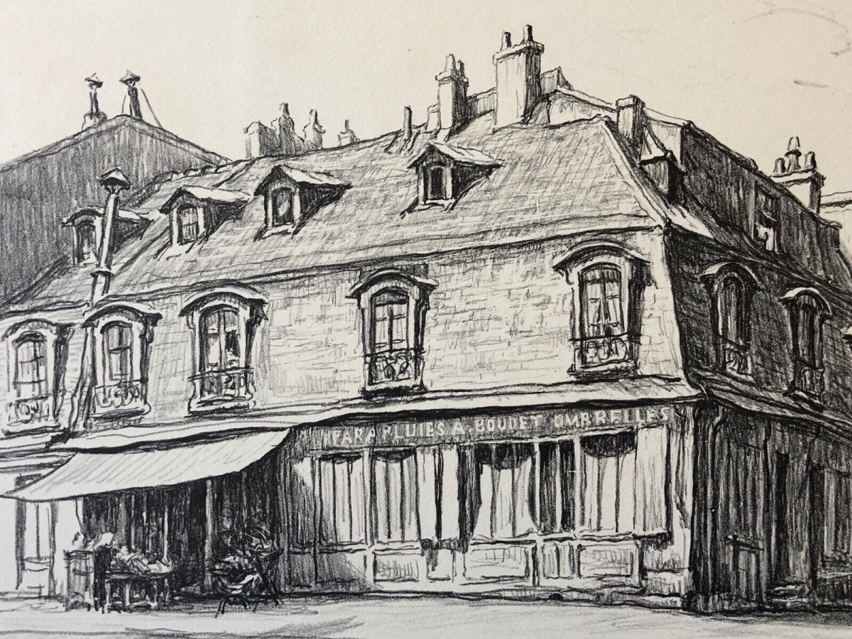 versailles_rene_aubert_1894-1977_litho_1951_signee_au_crayon_parapluies_boudet
