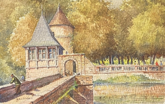 brantome_perigord_dordogne_aquarelle_vers_1938_france