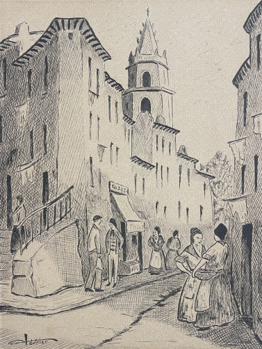 marseille_la_montee_des_accoules_vers_1920_dessin_encre_provence_france
