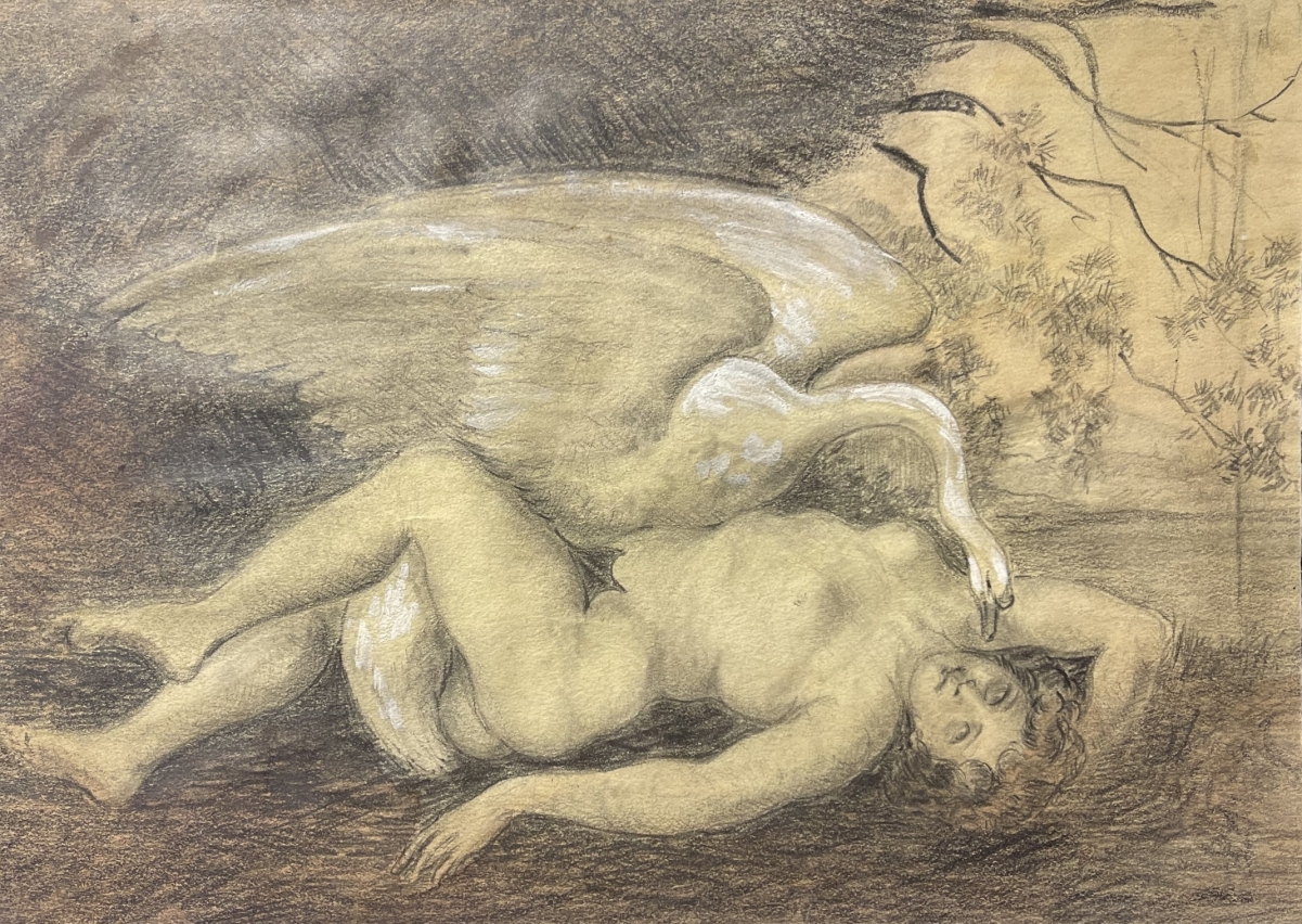 zeus_et_leda_technique_mixte_graphite_et_gouache_xixe_anonyme