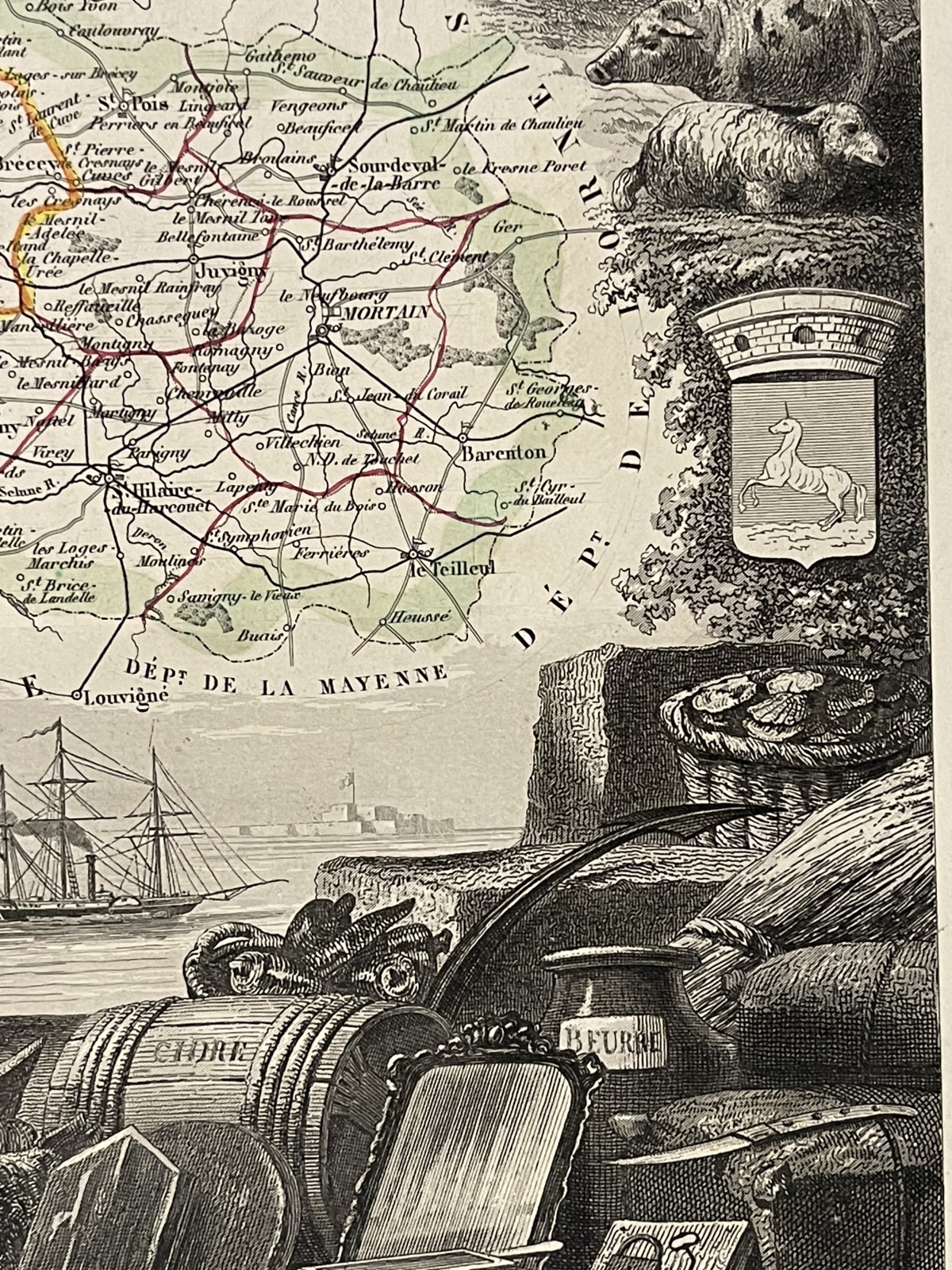 manche_departement_carte_originale_de_1850_normandie_france
