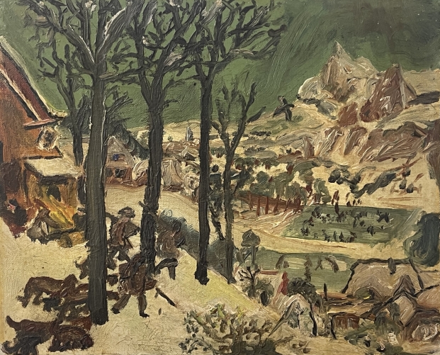 art_naif_peinture_scene_campagnarde_vers_1950