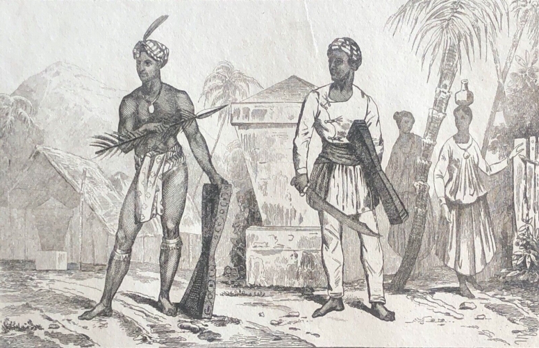 iles_celebes_costumes_de_guerriers_polynesie_lithographie_1835_oceanie