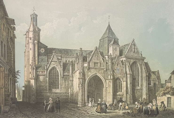 guerande_eglise_saint-aubin_1850_loire-atlantique_bretagne_france_lithographie