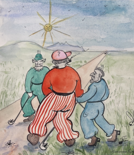 golf_golfeur_aquarelle_signee_pujol_1977_france