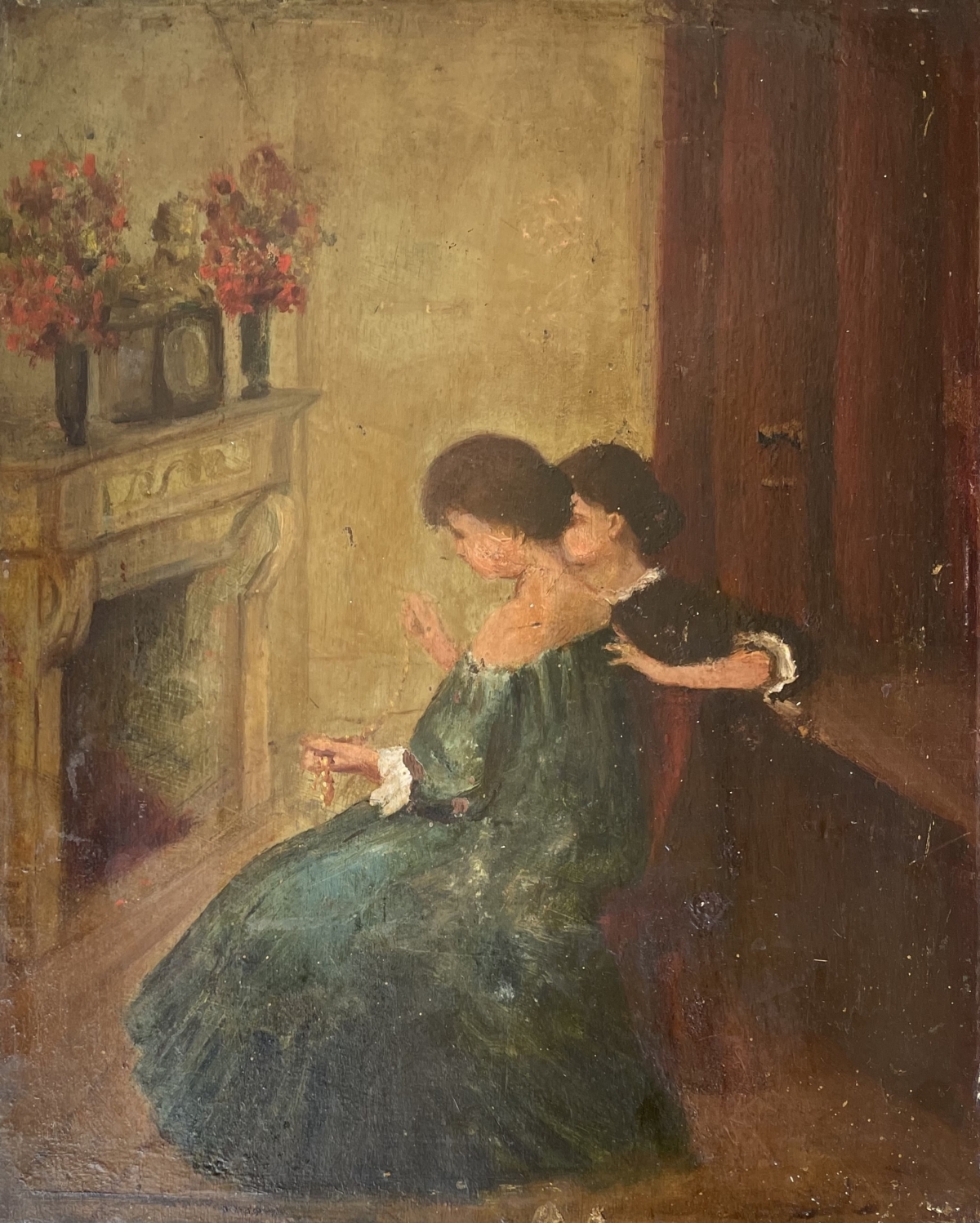 jeunes_femmes_au_collier_huile_sur_bois_vers_1850_anonyme