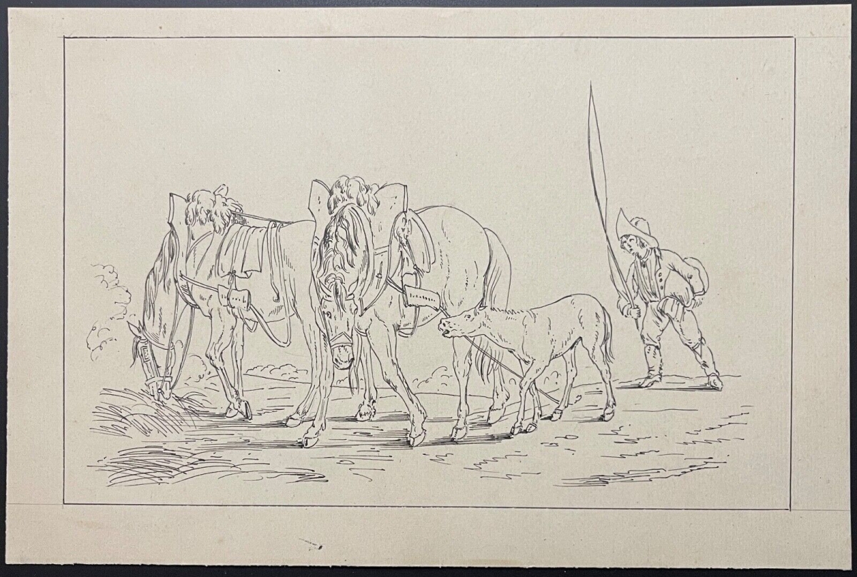 palfrenier_armee_napoleon_dessin_encre_antony_hottot_1865-1914_c_1885_cheval