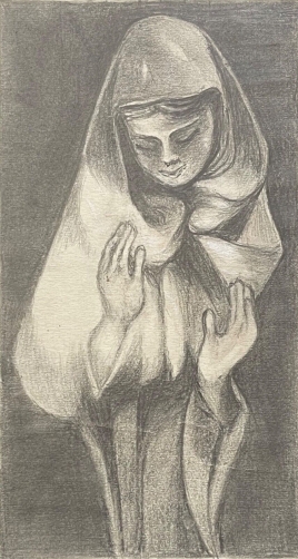 la_communiante_dessin_graphite_xxe_anonyme
