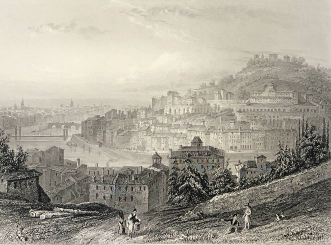 lyon_vue_de_la_cote_fourvieres_gravure_de_lepetit_1843_france