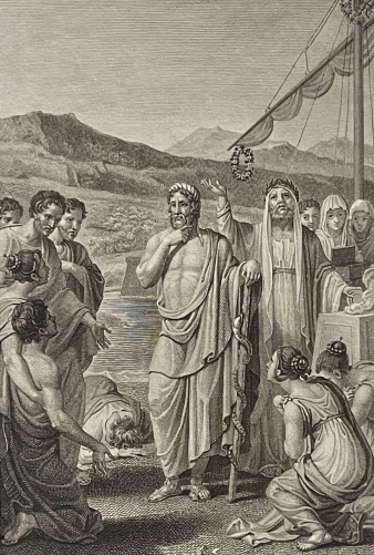esculape_arrivant_de_grece_devient_le_dieu_protecteur_de_rome_italie_1821