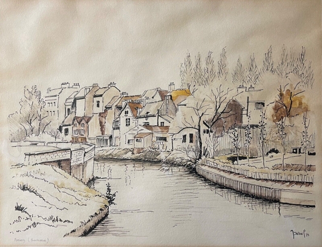 amiens_grande_technique_mixte_aquarelle_encre_somme_france_63,5_cm_par_49,3_cm