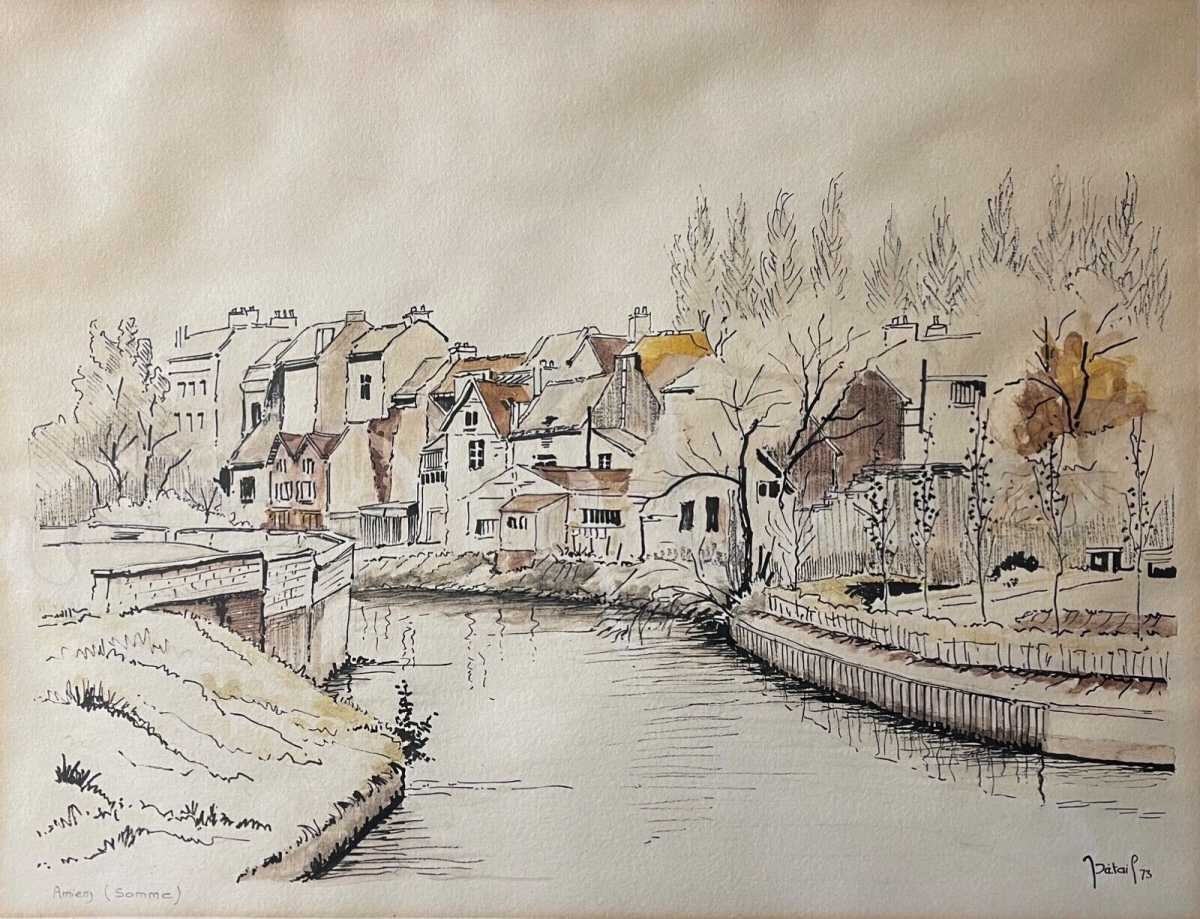 amiens_grande_technique_mixte_aquarelle_encre_somme_france_63,5_cm_par_49,3_cm