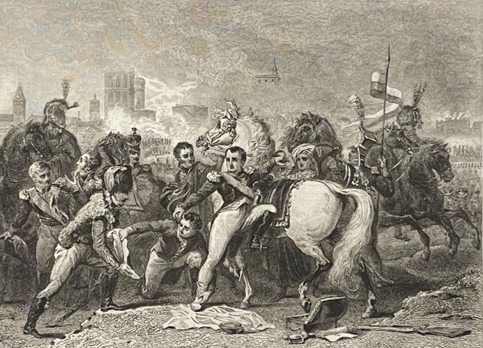 napoleon_bonaparte_blesse_au_pied_devant_ratisbonne_1809_allemagne_regensburg