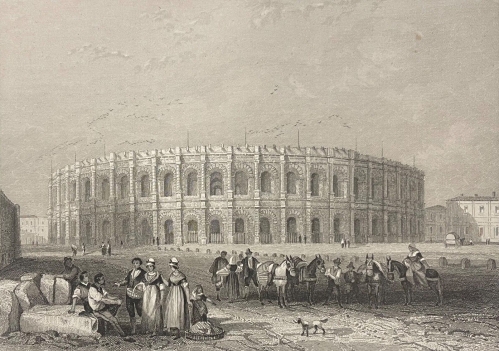 amphitheatre_de_nimes_arenes_gravure_rouargue_1838_france_provence