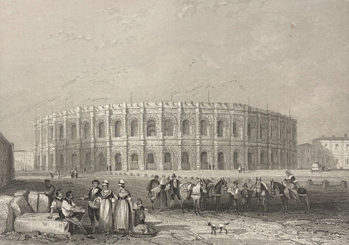 amphitheatre_de_nimes_arenes_gravure_rouargue_1838_france_provence
