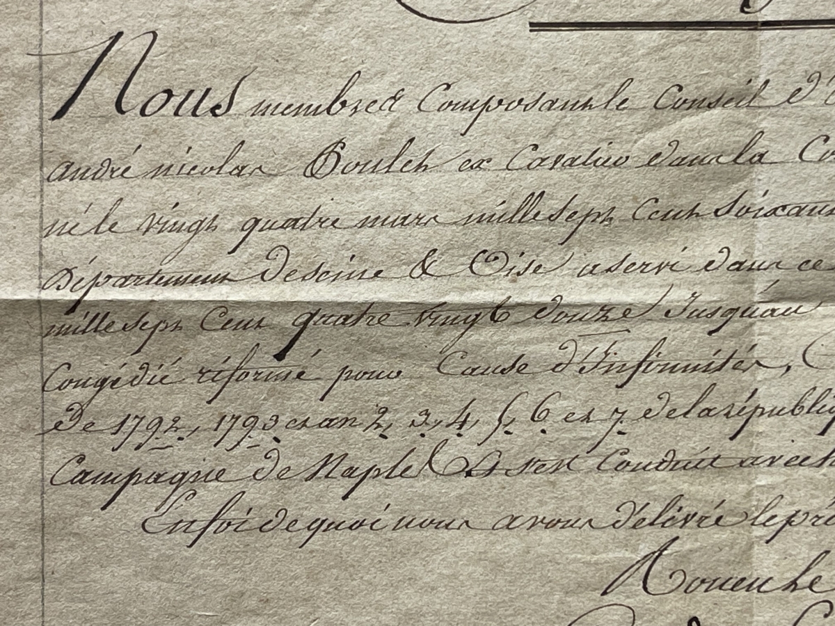 war_in_the_vendee_and_naples_french_cavalry_certificate_1801