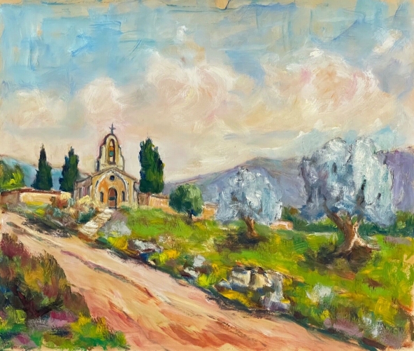 chapelle_de_provence_gouache_vers_1960_anonyme_france