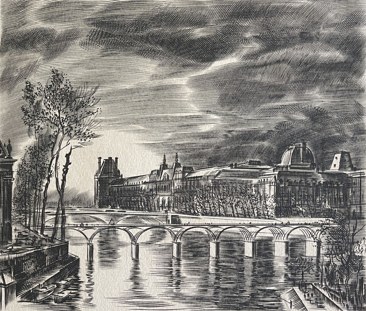 paris_seine_le_louvre_burin_par_albert_decaris_1949_france