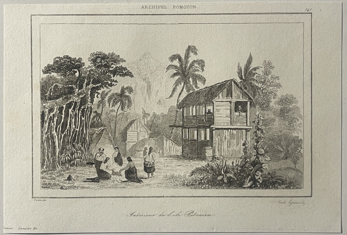 pitcairn_island_1838_wooden_houses_and_palm_trees_pacific_engraving