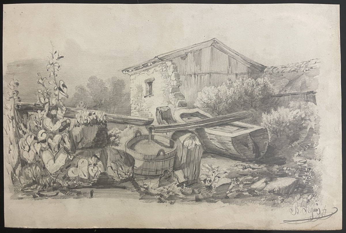 bergerie_de_montagne_dessin_graphite_vers_1900_france