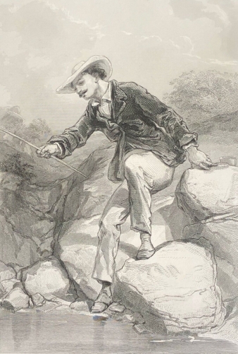 paul_gavarni_1804-1866_une_truite_pecheur_peche_a_pied_lithographie_vers_1840