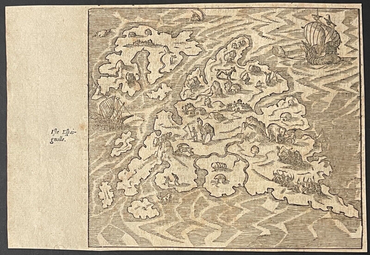 hispaniola_haiti_dominican_republic_map_1575_andre_thevet_woodcut_caribbean