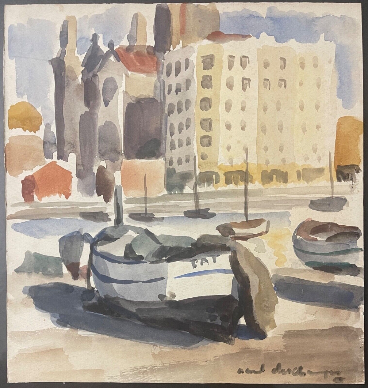 saint-raphael_vers_1930_aquarelle_de_raoul_deschamps_1903-1958_var_provence