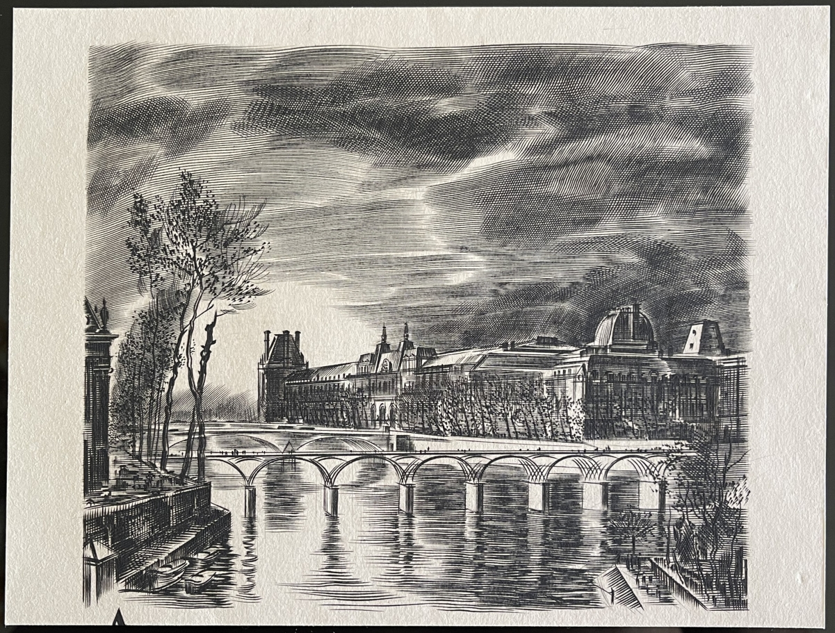 paris_seine_le_louvre_burin_par_albert_decaris_1949_france
