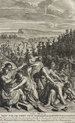 les_benjaminites_enlevent_les_filles_d_israel_dapres_hoet_tirage_1728