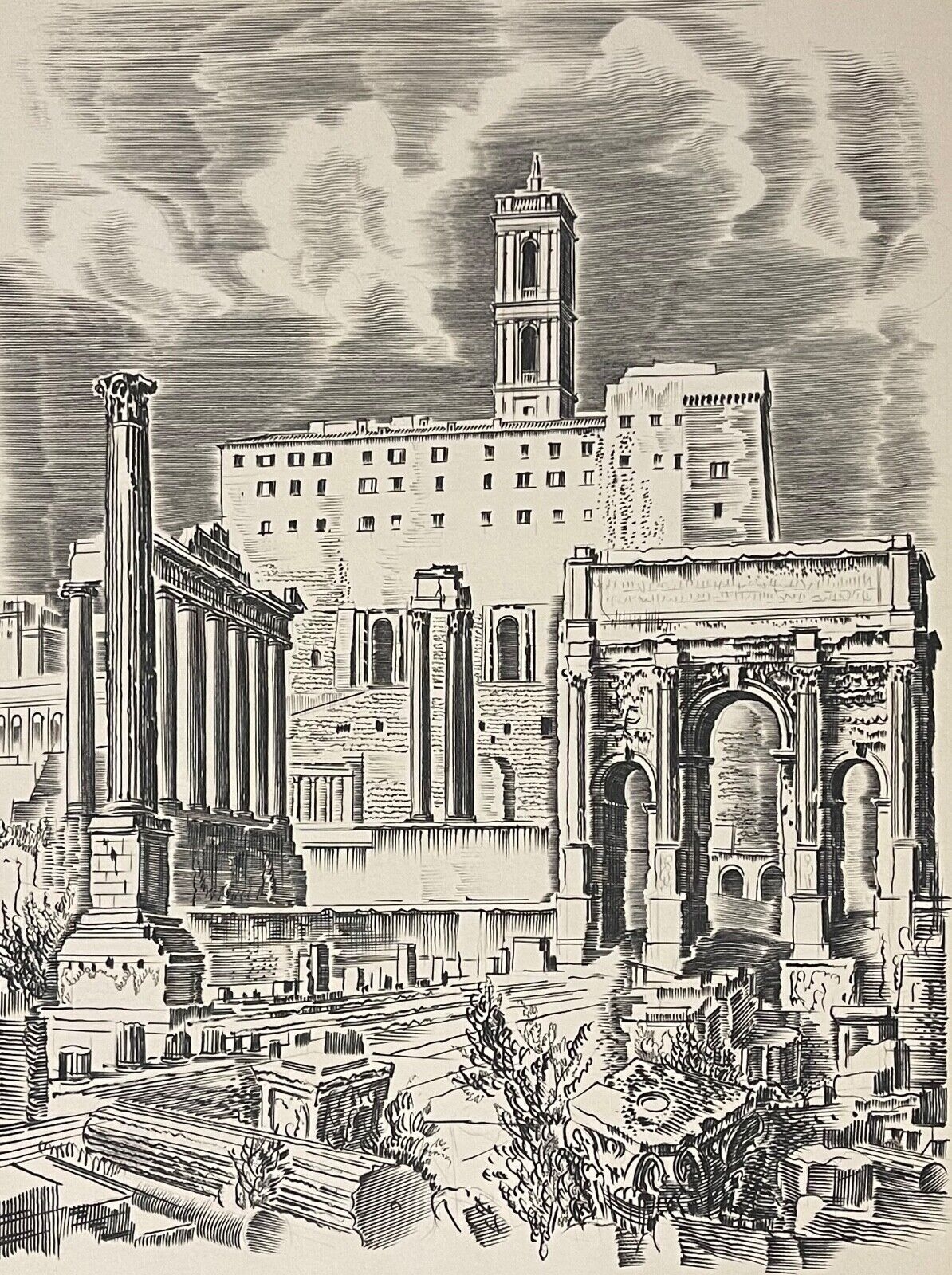 italie_rome_forum_gravures_attribuees_a_albert_decaris_vers_1958