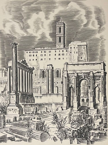 italie_rome_forum_gravures_attribuees_a_albert_decaris_vers_1958