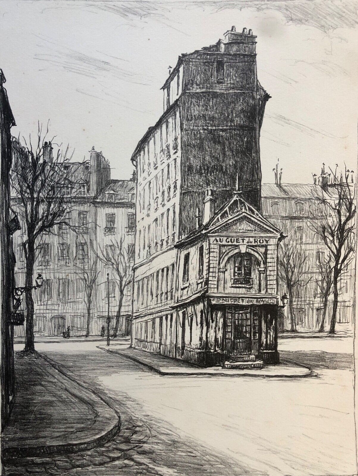 versailles_rene_aubert_1894-1977_litho_1951_signee_crayon_le_guet_du_roy