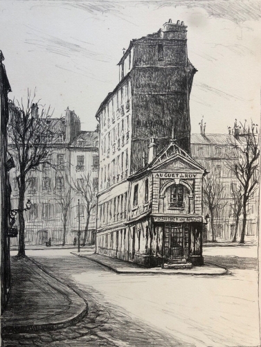 versailles_rene_aubert_1894-1977_litho_1951_signee_crayon_le_guet_du_roy