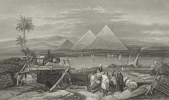 egypte_les_pyramides_memphis_de_gizeh_le_nil_gravure_vers_1830_afrique_pyramide
