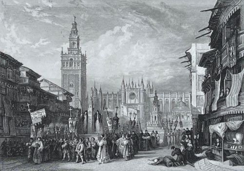 seville_espagne_sevilla_procession_tirage_original_chardon_1836