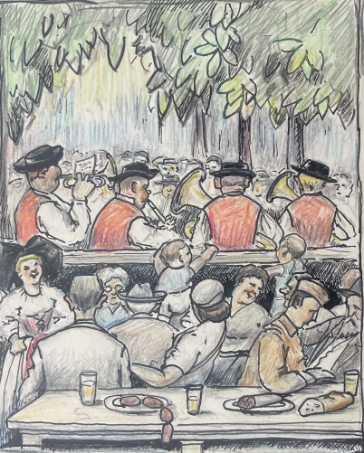 haegen_les_villageois_en_fete_alsace_bas-rhin_en_1948_technique_mixte