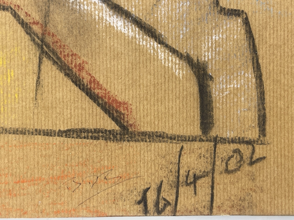 cubisme_portrait_feminin_technique_mixte_sur_papier_kraft_2002_bdb