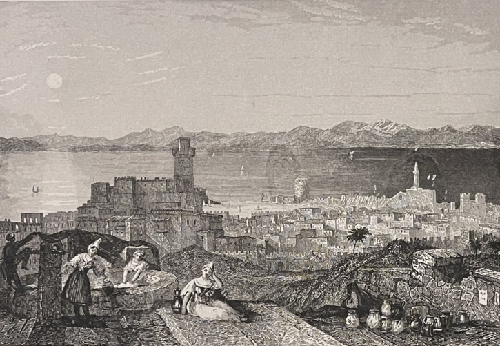 grece_rhodes_archipel_dodecanese_mer_egee_mediterranee_graveur_lhuillier_1837