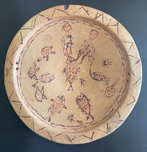 algerie_plat_amazigh_kabylie_decor_poisson_tortue_et_personnages_terre_cuite_xxe