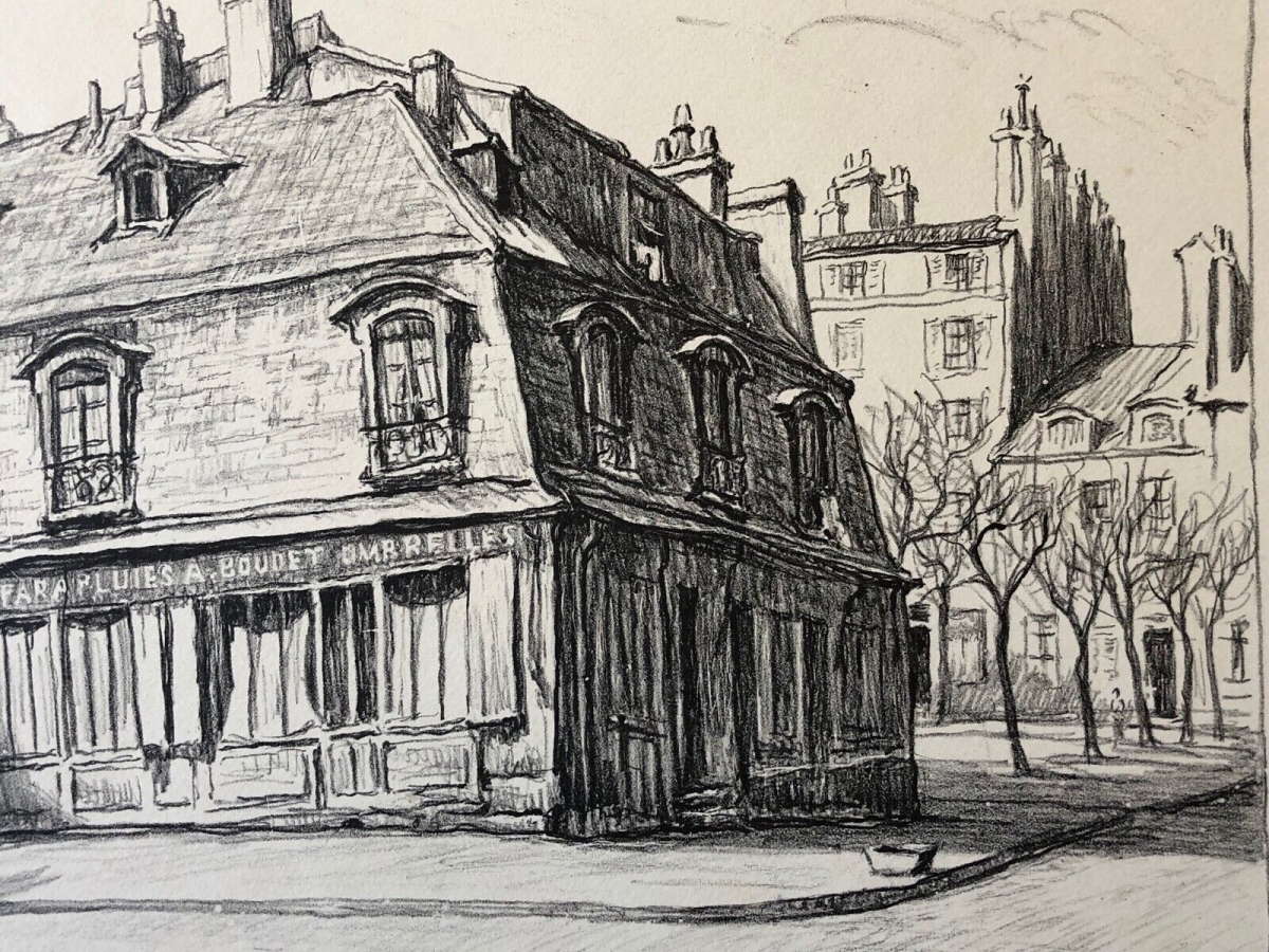 versailles_rene_aubert_1894-1977_litho_1951_signee_au_crayon_parapluies_boudet