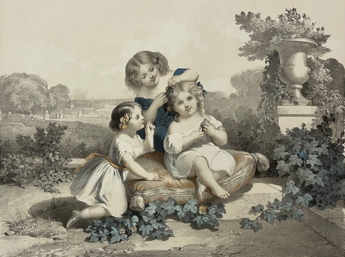 coiffure_les_essais_de_coquetterie_enfant_beauté_lithographie_vers_1830