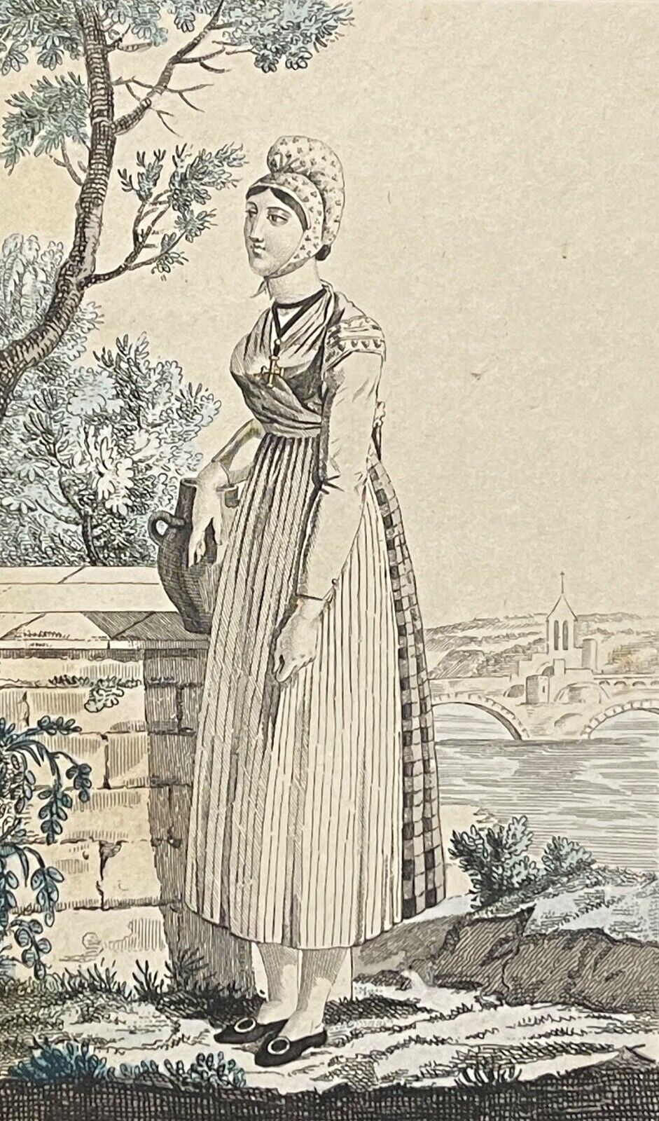 avignon_jeune_paysanne_gravure_originale_de_1815_vaucluse_france